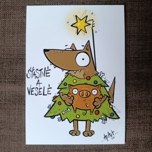 Vánoční pohled - Vlk